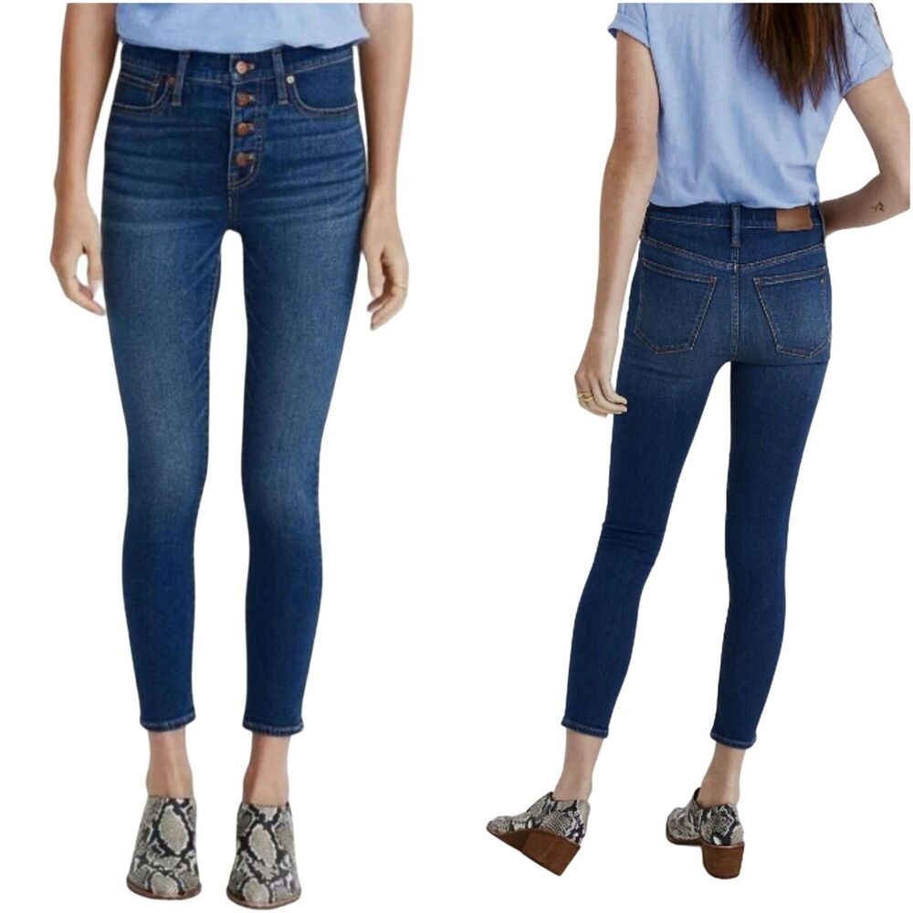 Madewell 9" Mid-Rise Skinny Crop Women's Buttonfly Jeans Size 26